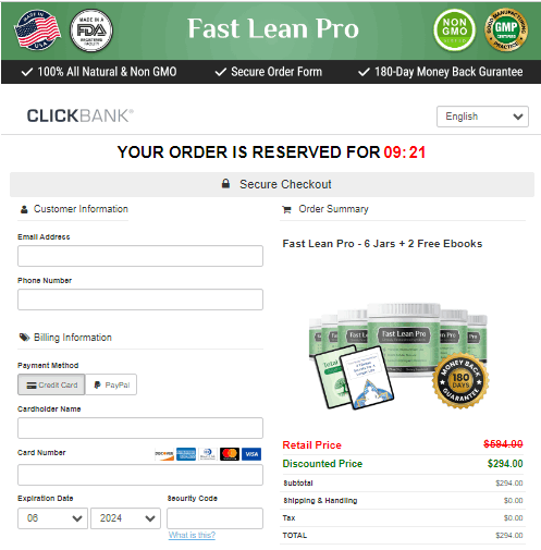 Fast Lean Pro - Checkout Page